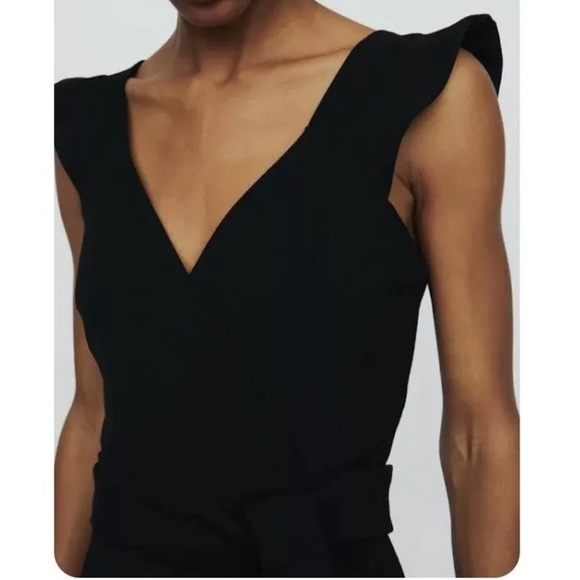 Maje Ibora short crepe wrap v neck black romper size 36 - Picture 3 of 7